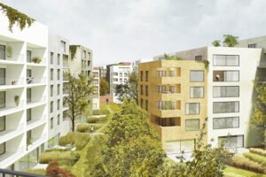 Projekt Lingner Altstadtgarten, Dresden, Visualisierung Bebauung (Peter Kulka Architektur)